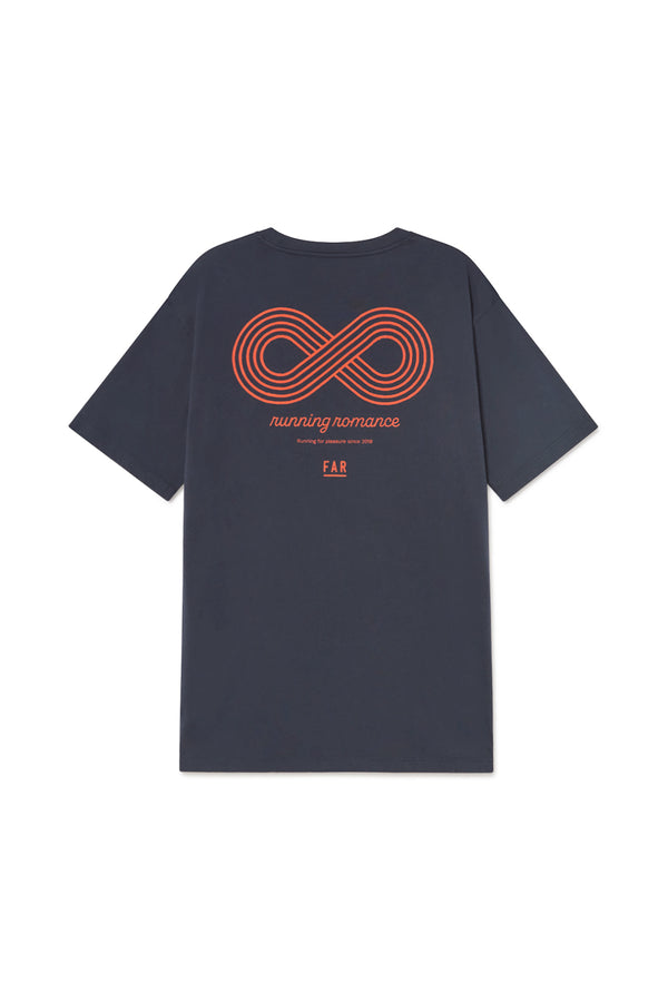 Unisex Organic Cotton Tee Running Track Navy - FAR RUNNING