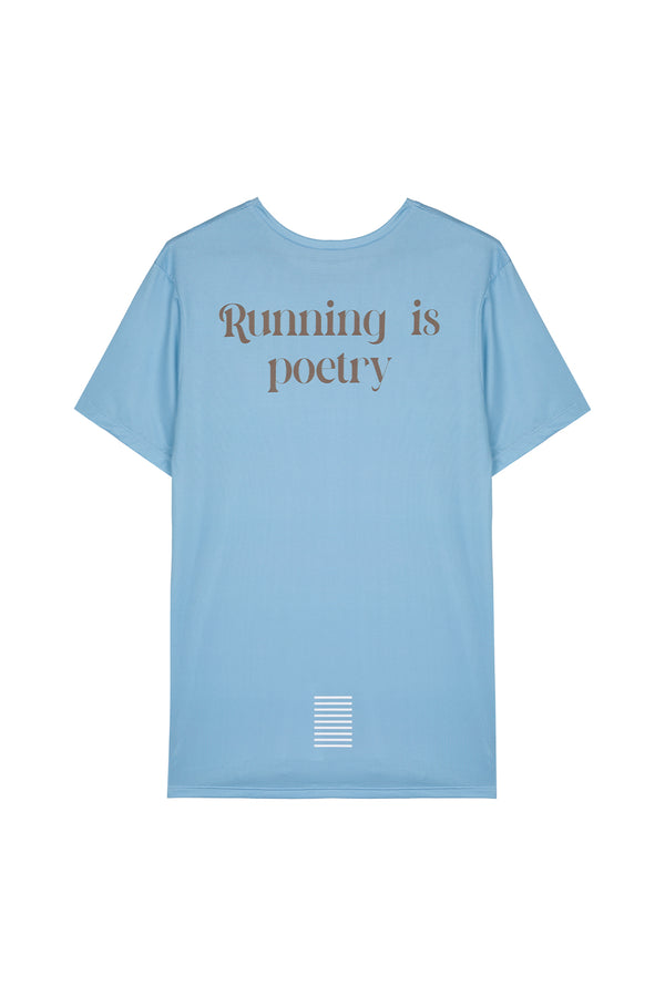 Performance Tee Running Is Poetry Light Blue - FAR RUNNING