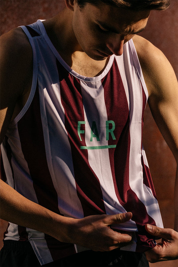 Performance Ultralight Singlet Burgundy Stripes - FAR RUNNING
