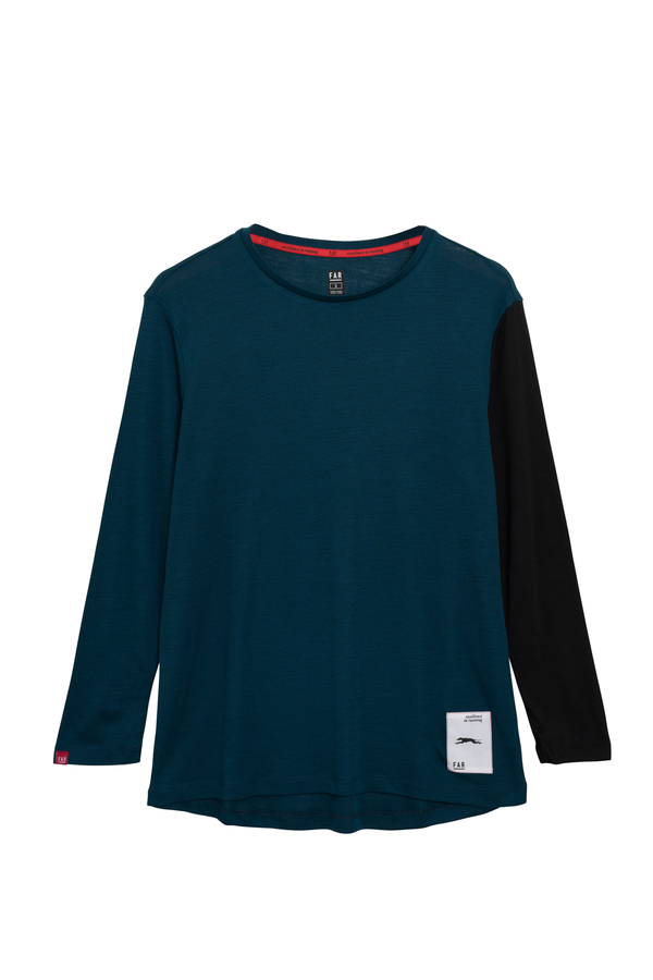 Classic 3/4 Merino Blue Tee - FAR RUNNING