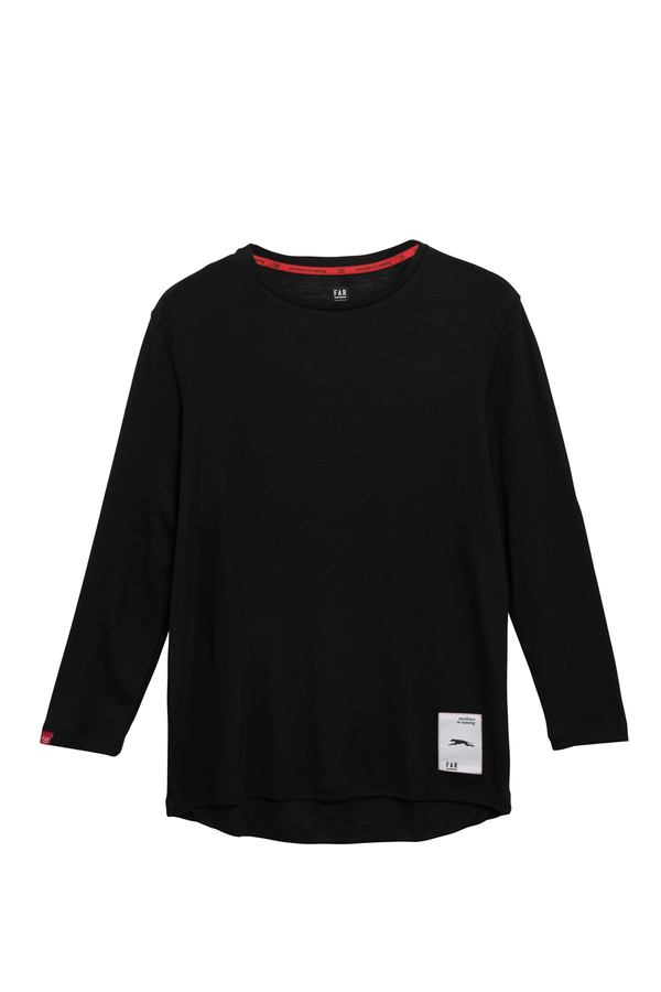 Classic 3/4 Merino Black Tee - FAR RUNNING