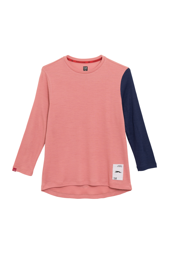 Classic Merino 3/4 Pink Tee - FAR RUNNING