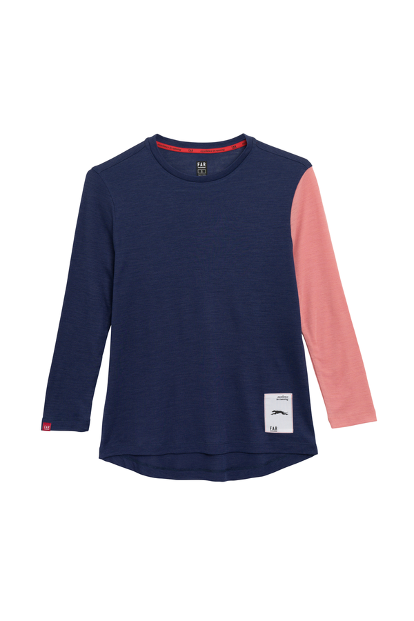 Classic Merino 3/4 Blue Tee - FAR RUNNING