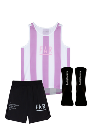 Ultralight Pink Stripes Singlet Running Kit - FAR RUNNING