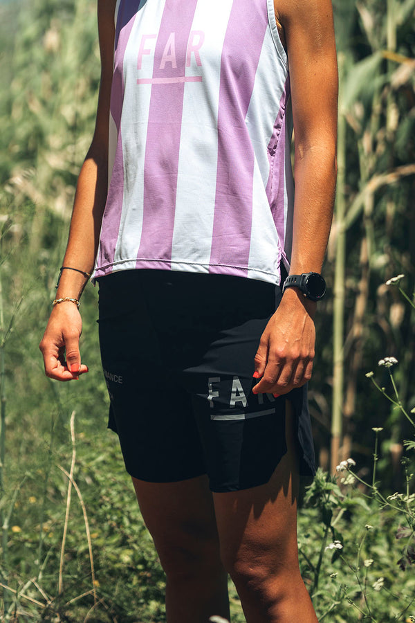 Ultralight Pink Stripes Singlet Running Kit - FAR RUNNING