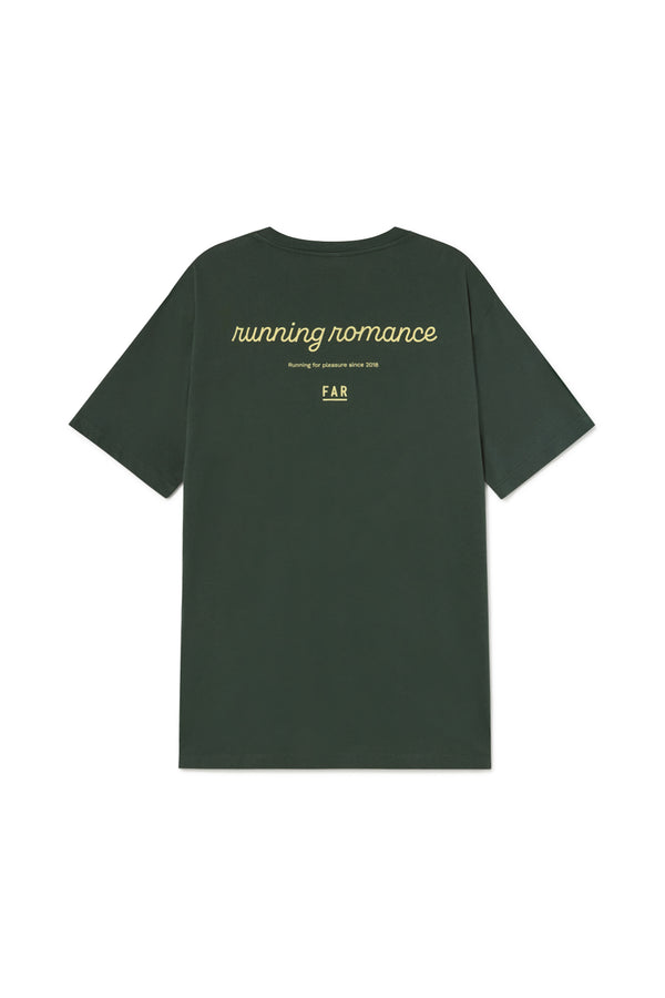 Unisex Organic Cotton Tee Running Romance Green - FAR RUNNING